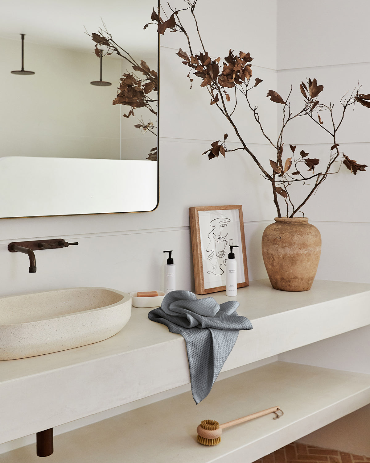 Mineral 100% French Flax Linen Waffle Hand and Face Towel