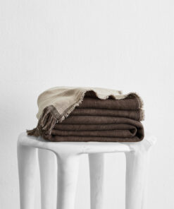 Oatmeal & Mocha 100% French Flax Linen Muslin Throw