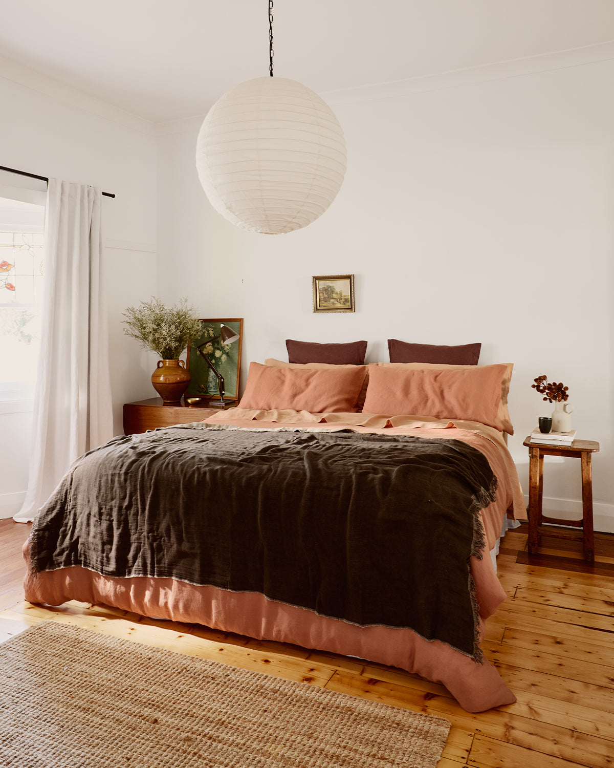 Oatmeal & Mocha 100% French Flax Linen Muslin Throw - Image 2