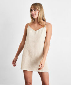 Oatmeal 100% French Flax Linen Slip