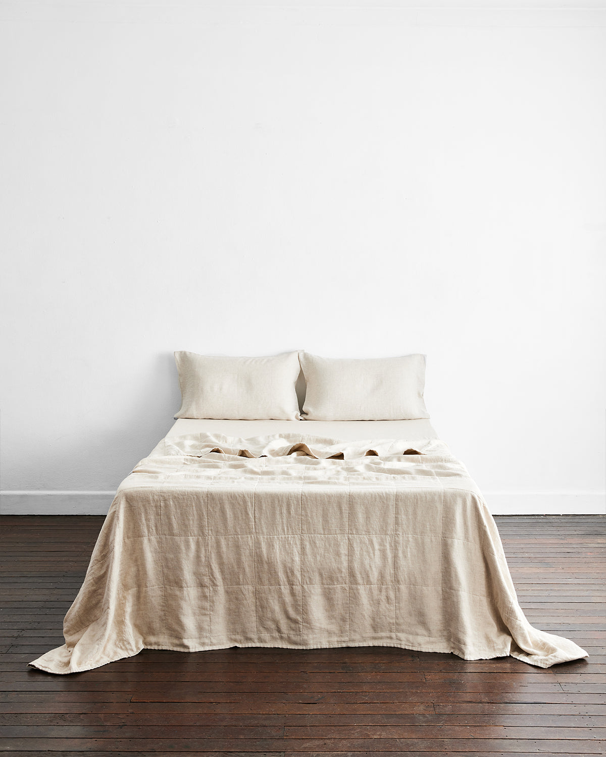Oatmeal 100% French Flax Linen Quilt Set - Image 3