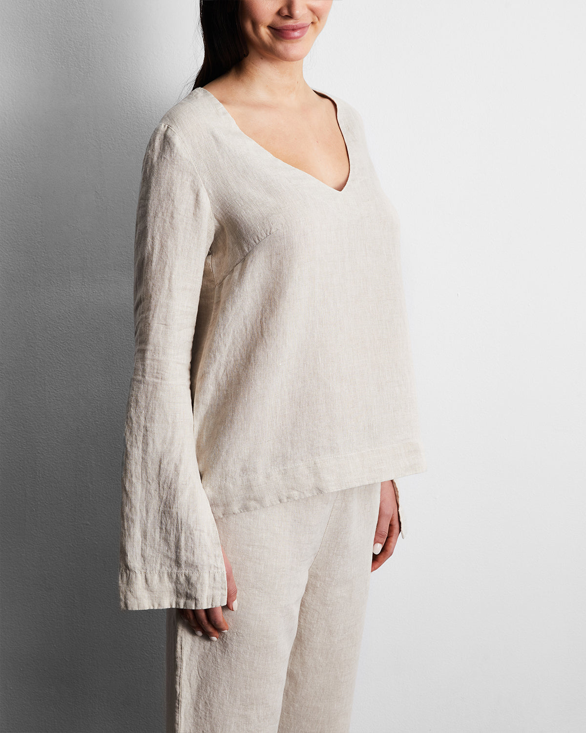 Oatmeal 100% French Flax Linen Top - Image 2