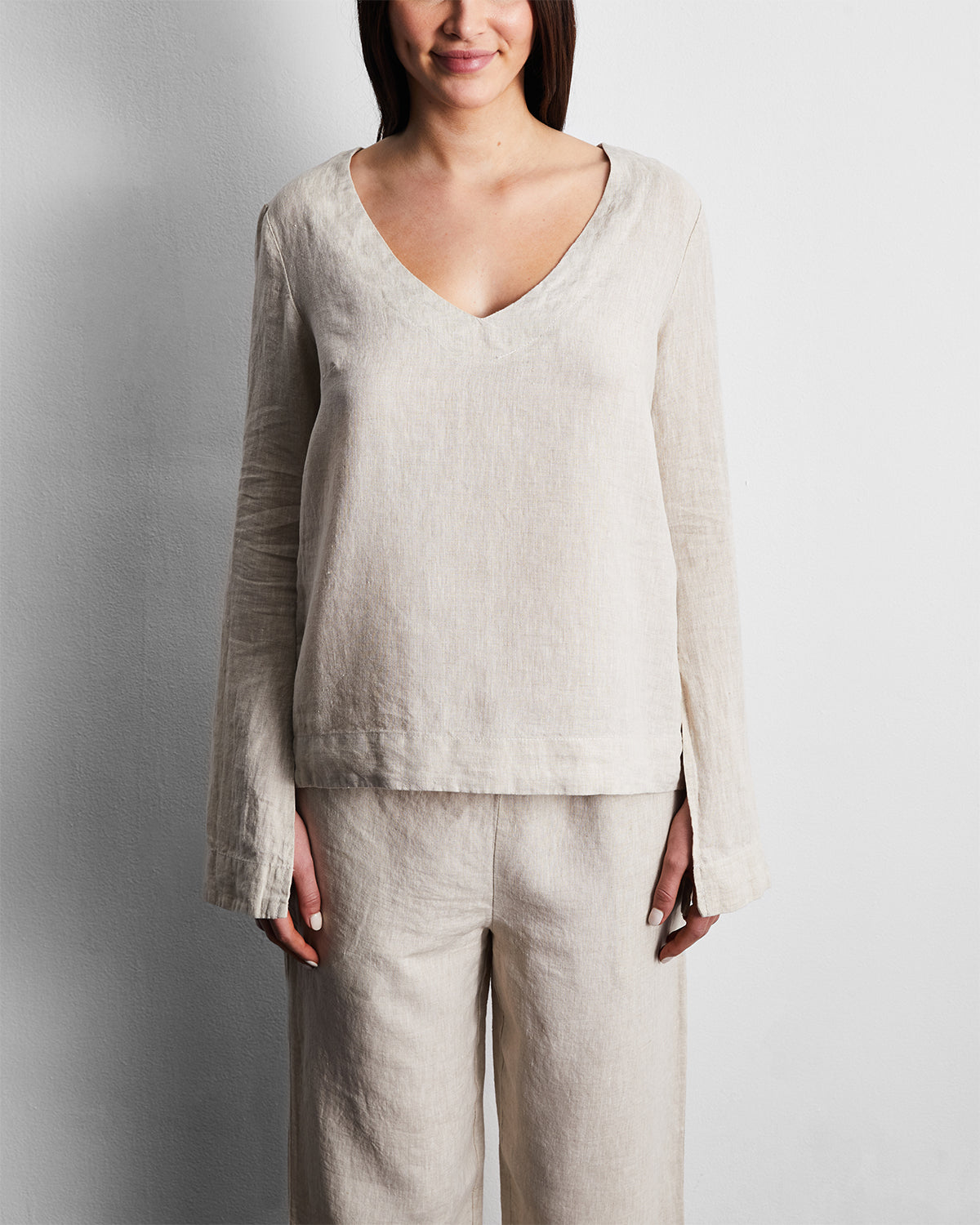 Oatmeal 100% French Flax Linen Top