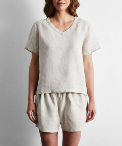 Oatmeal 100% French Flax Linen T-Shirt