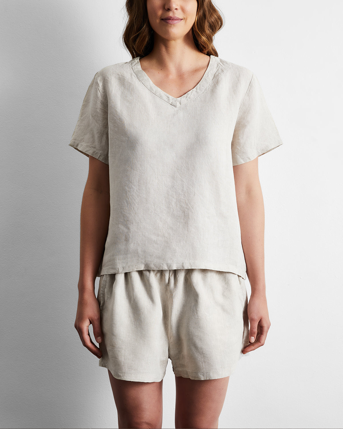 Oatmeal 100% French Flax Linen T-Shirt