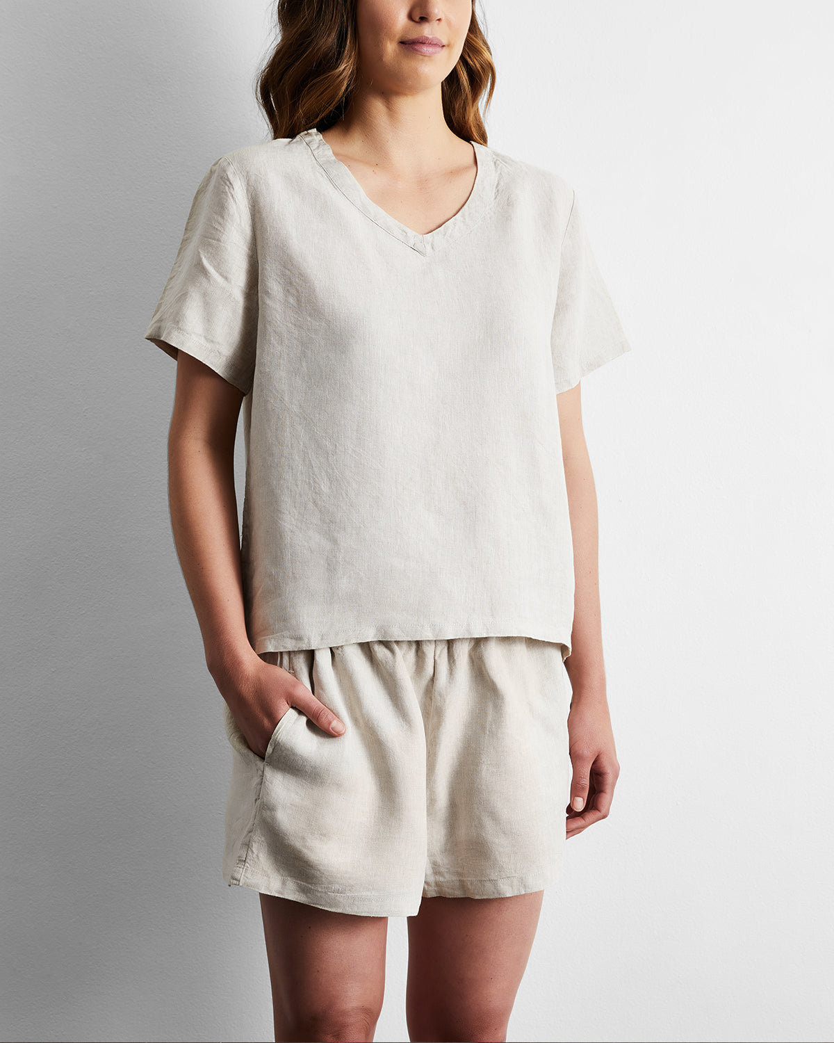 Oatmeal 100% French Flax Linen T-Shirt - Image 2