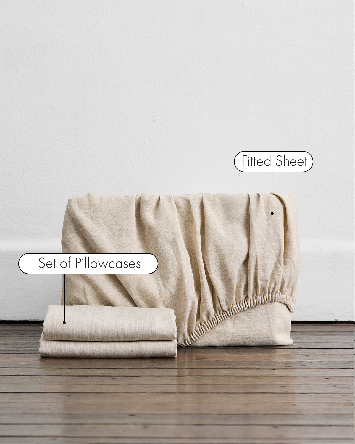Oatmeal 100% French Flax Linen Fitted Sheet Set - Image 2