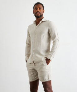 Oatmeal 100% French Flax Linen Men's Shorts