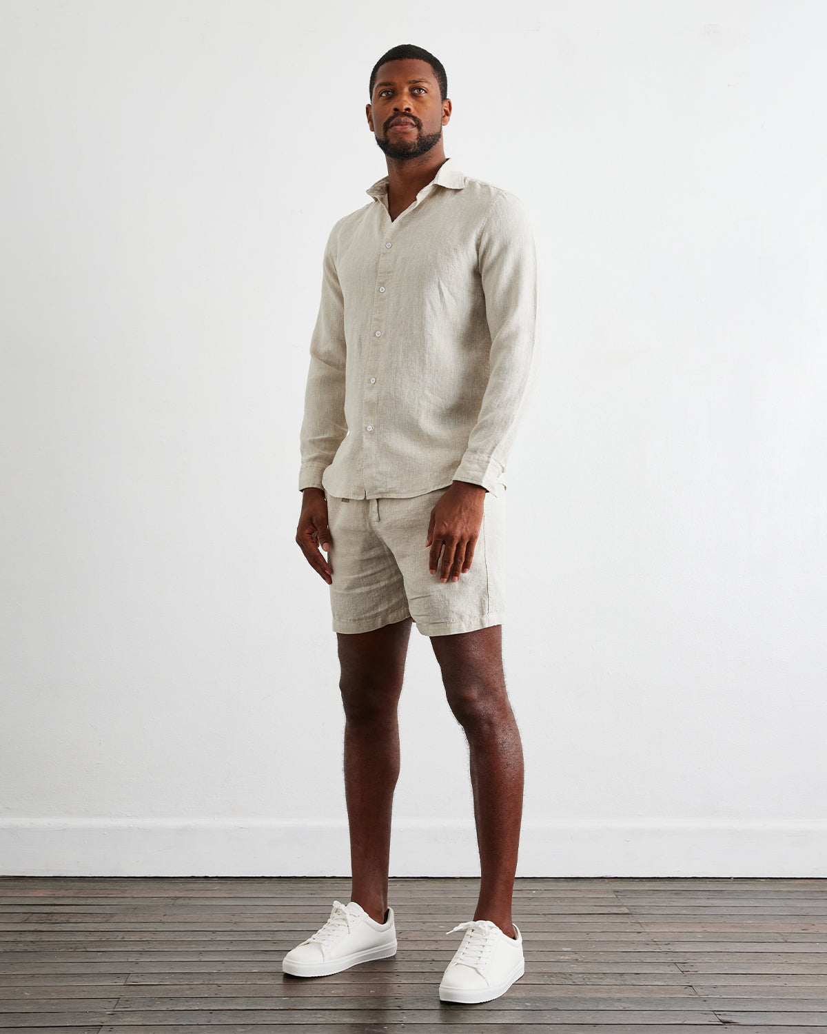 Oatmeal 100% French Flax Linen Men's Shorts - Image 2