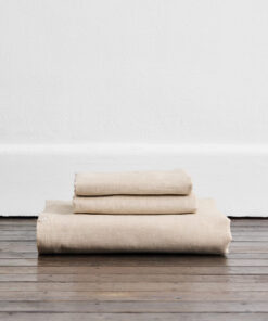 Oatmeal & White Stripe 100% French Flax Linen Duvet Cover Set