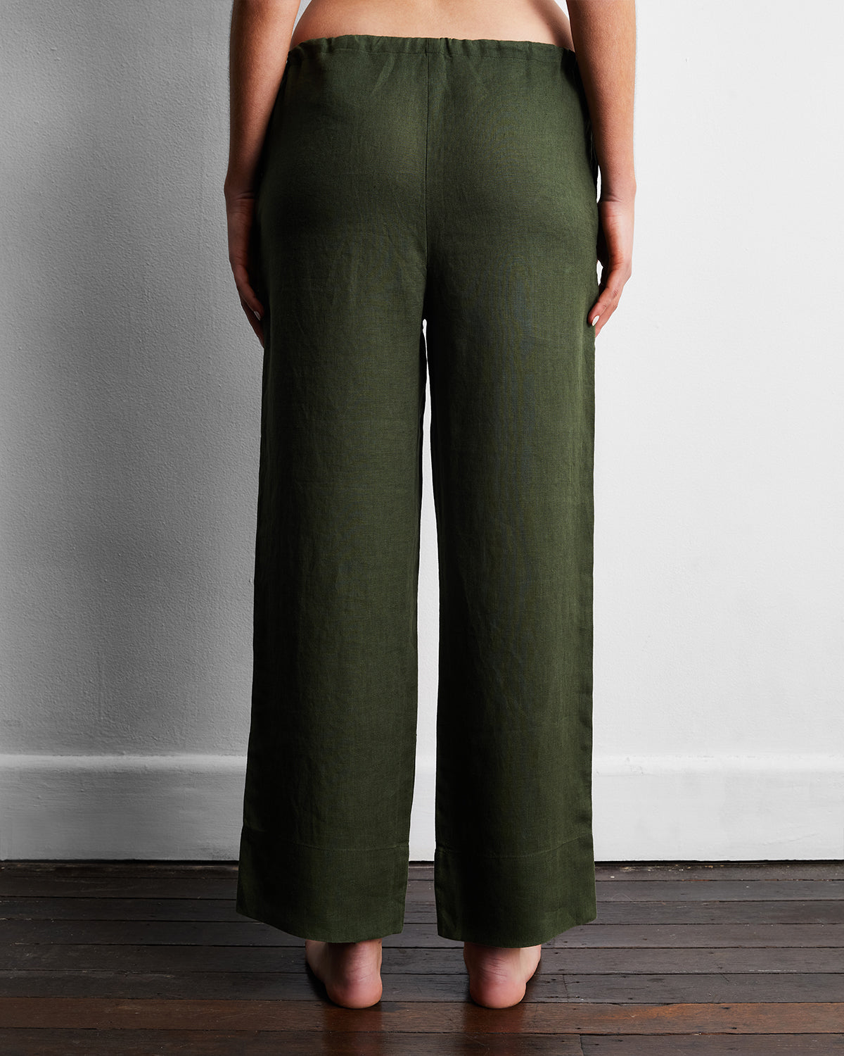 Olive 100% French Flax Linen Pants - Image 3