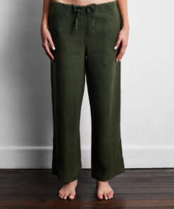 Olive 100% French Flax Linen Pants