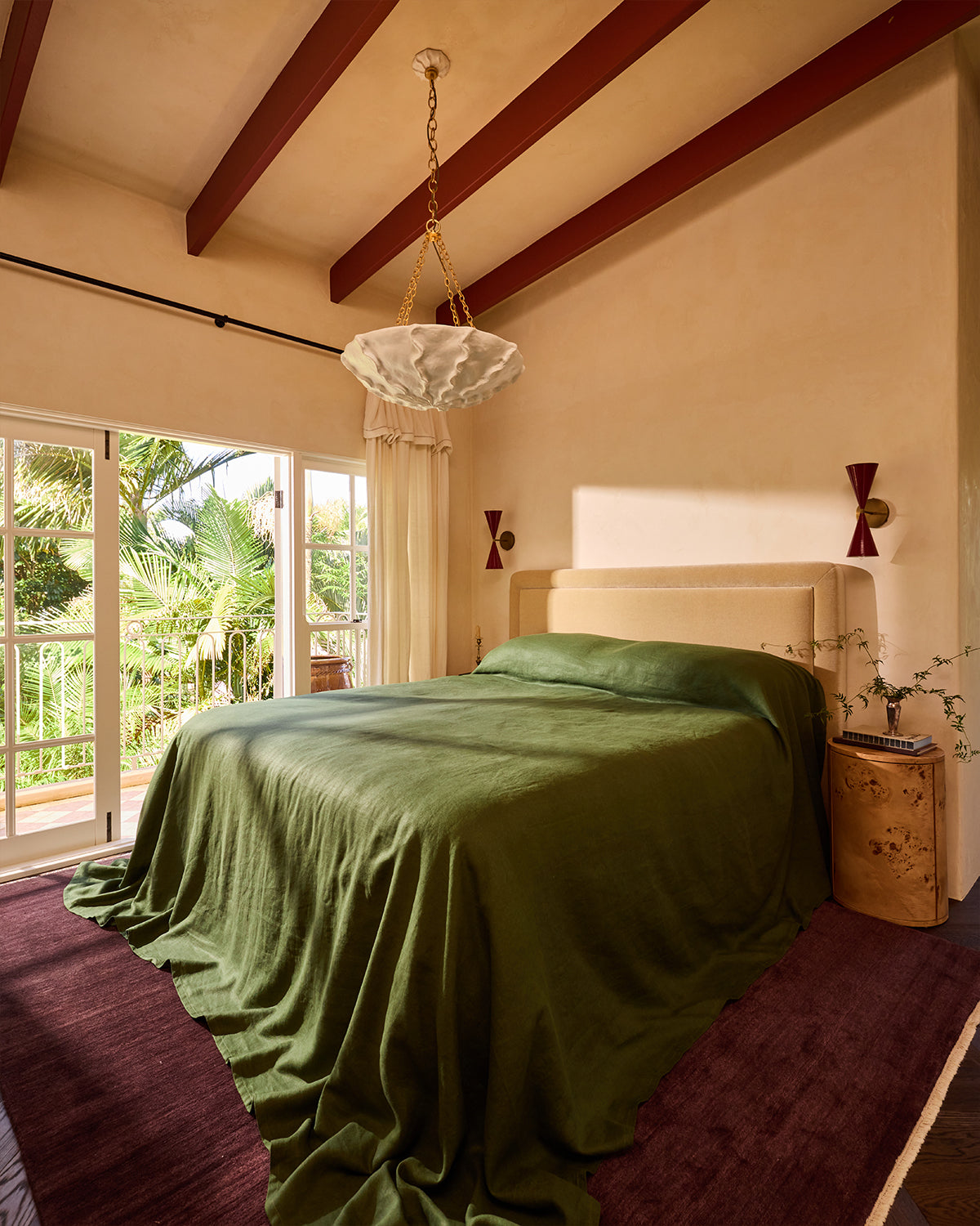 Olive Heavy Linen Bed Cover - Image 5