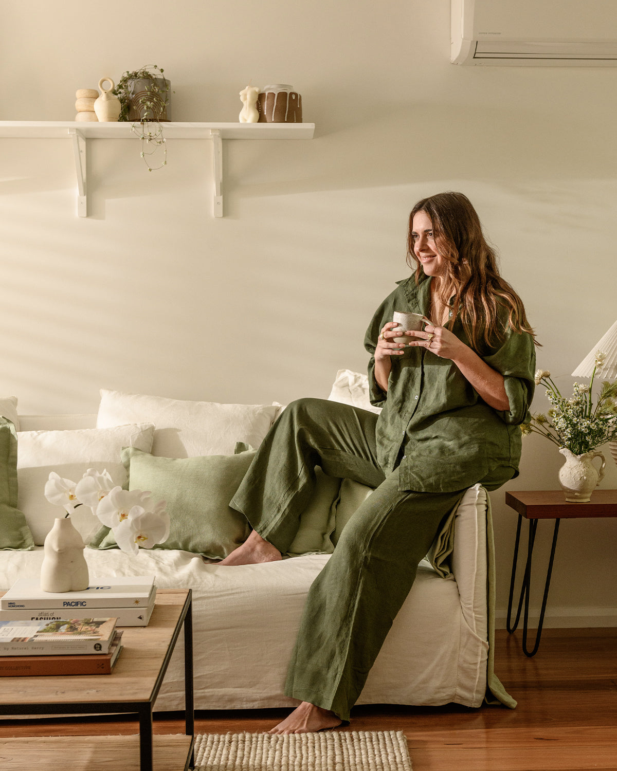 Olive 100% French Flax Linen Pants - Image 4