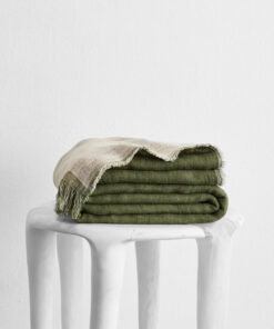 Oatmeal & Olive 100% French Flax Linen Muslin Throw