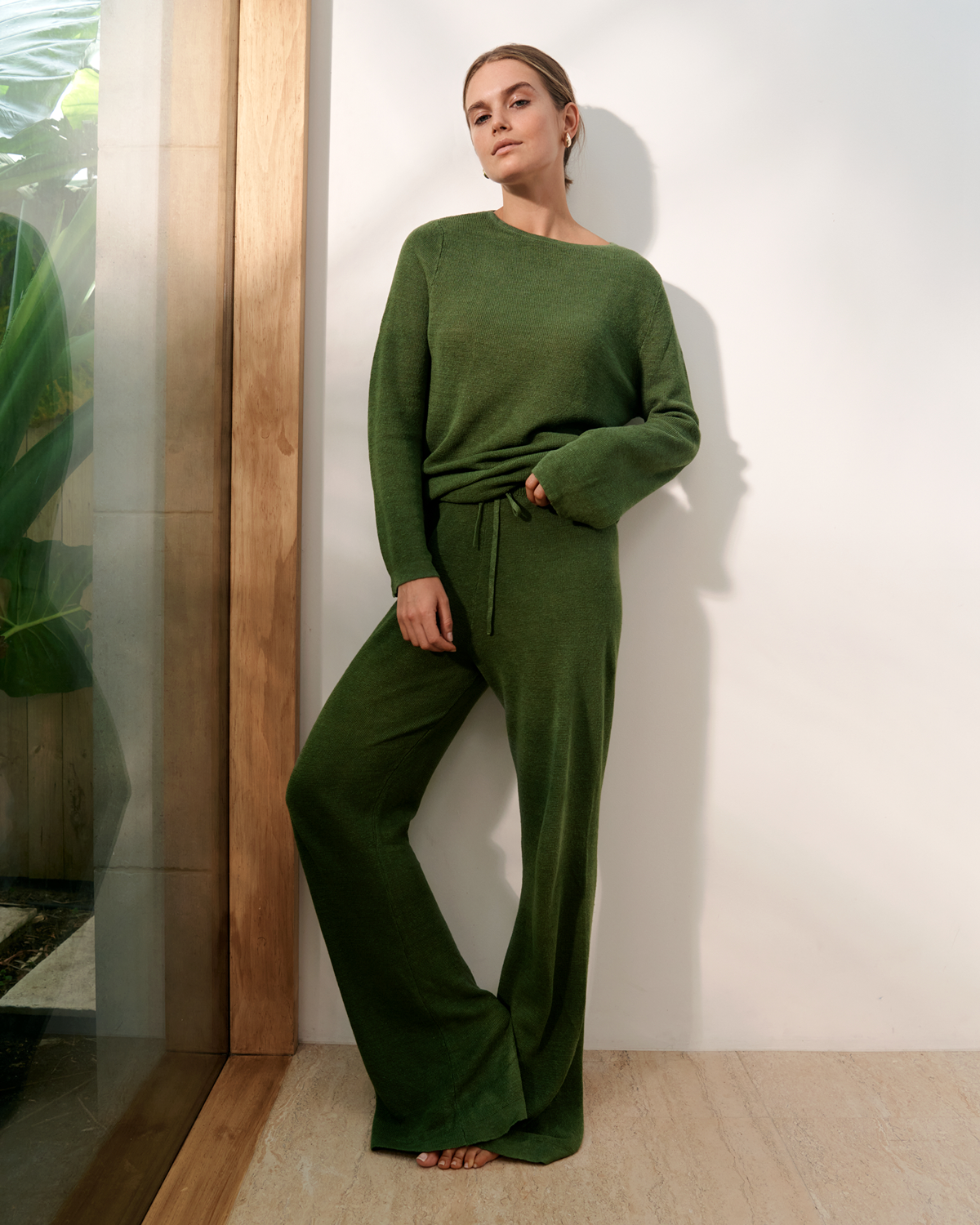 Veranda Linen Knit Pants in Olive - Image 5