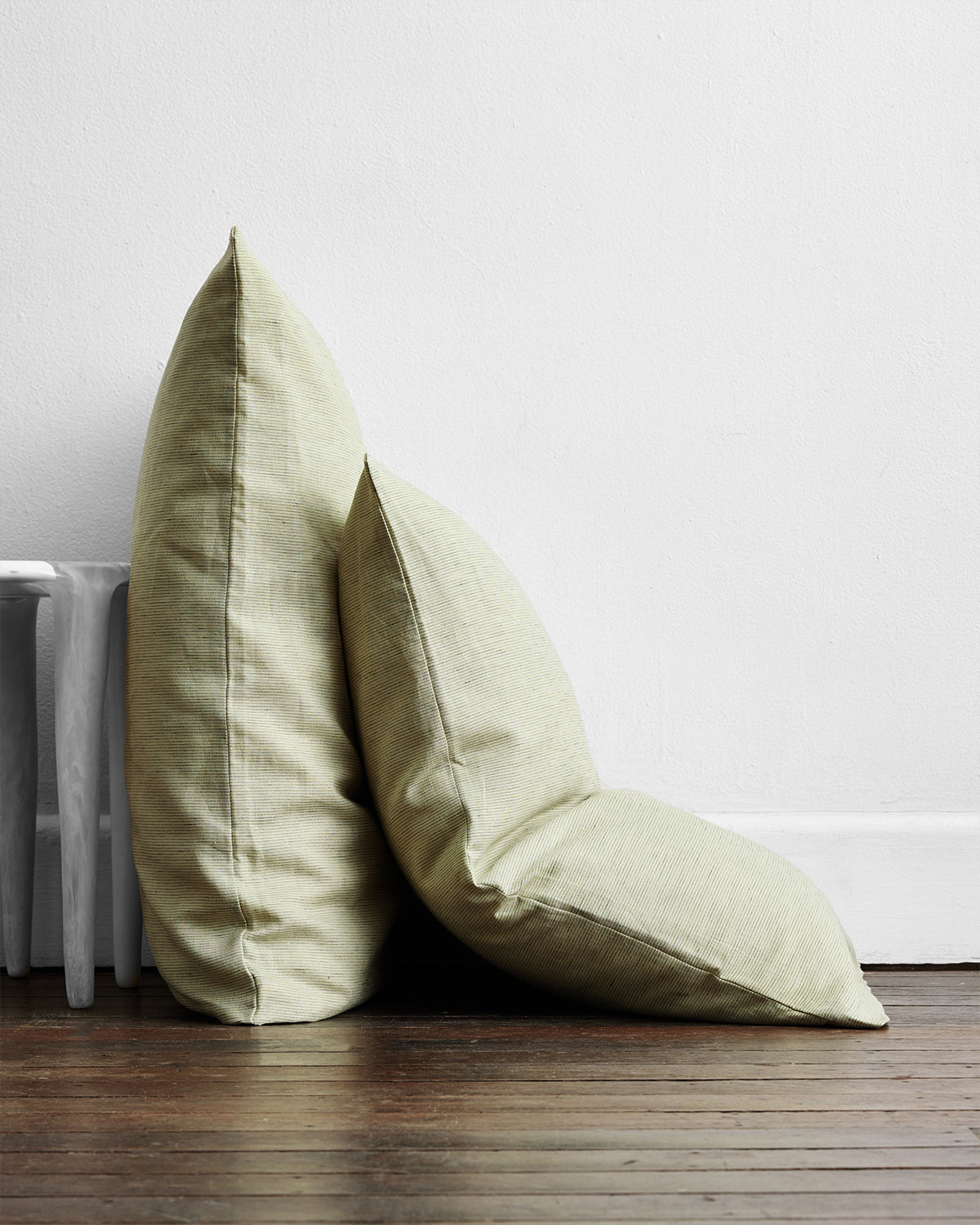 Sage & Olive Stripe 100% French Flax Linen Pillowcases (Set of Two)