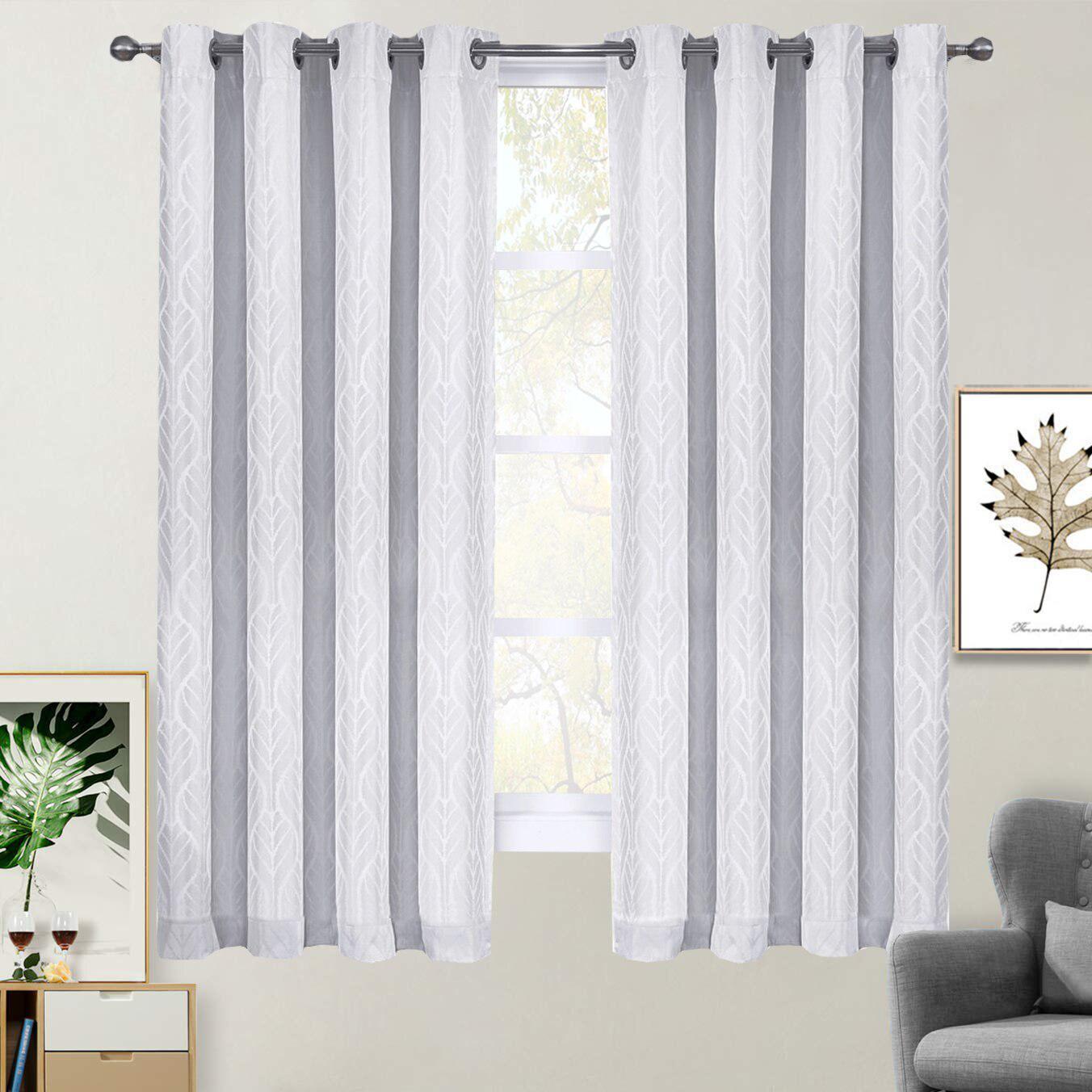 Pair Hilton Blackout Curtains Jacquard Thermal Insulated Set of 2 Panels - Image 30