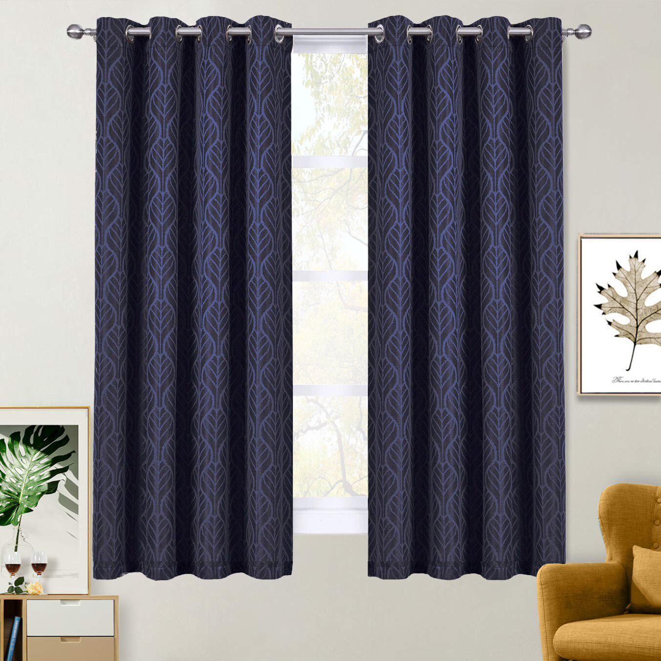 Pair Hilton Blackout Curtains Jacquard Thermal Insulated Set of 2 Panels - Image 32