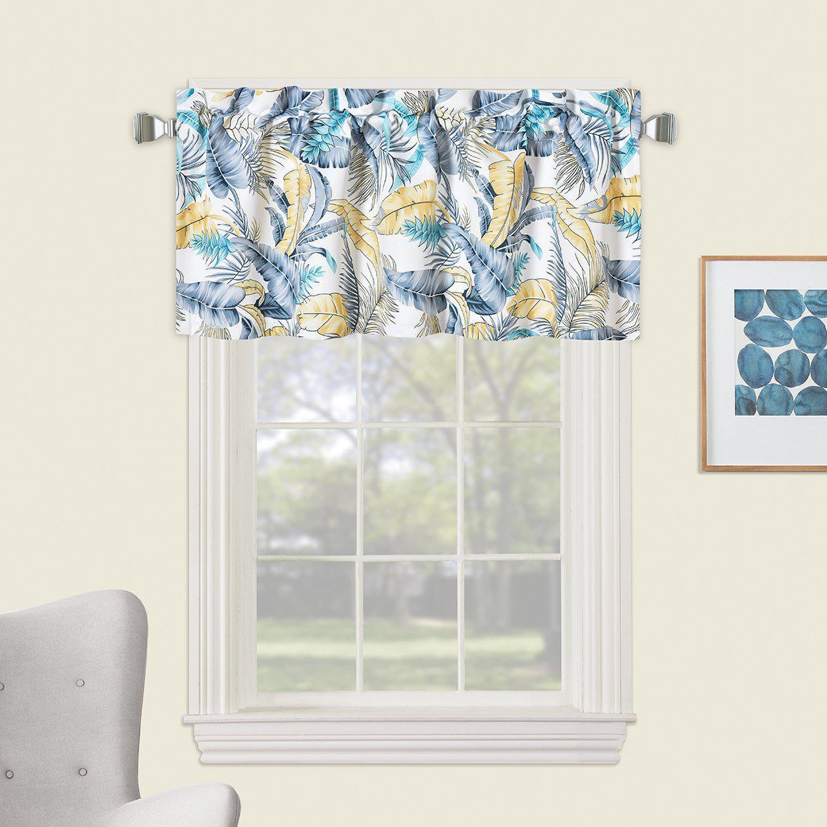 Set of 2 - Aster Window Valance 52Wx18L Sea Breeze of Feathers