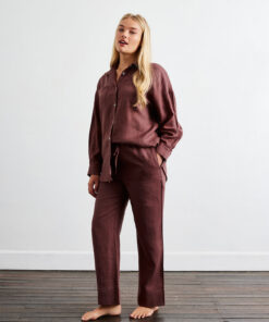 Cacao 100% French Flax Linen Pants