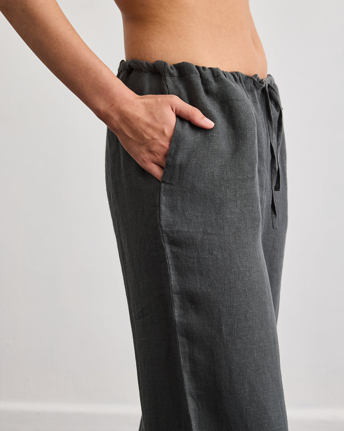 Lounge Linen Pants in Charcoal - Image 4