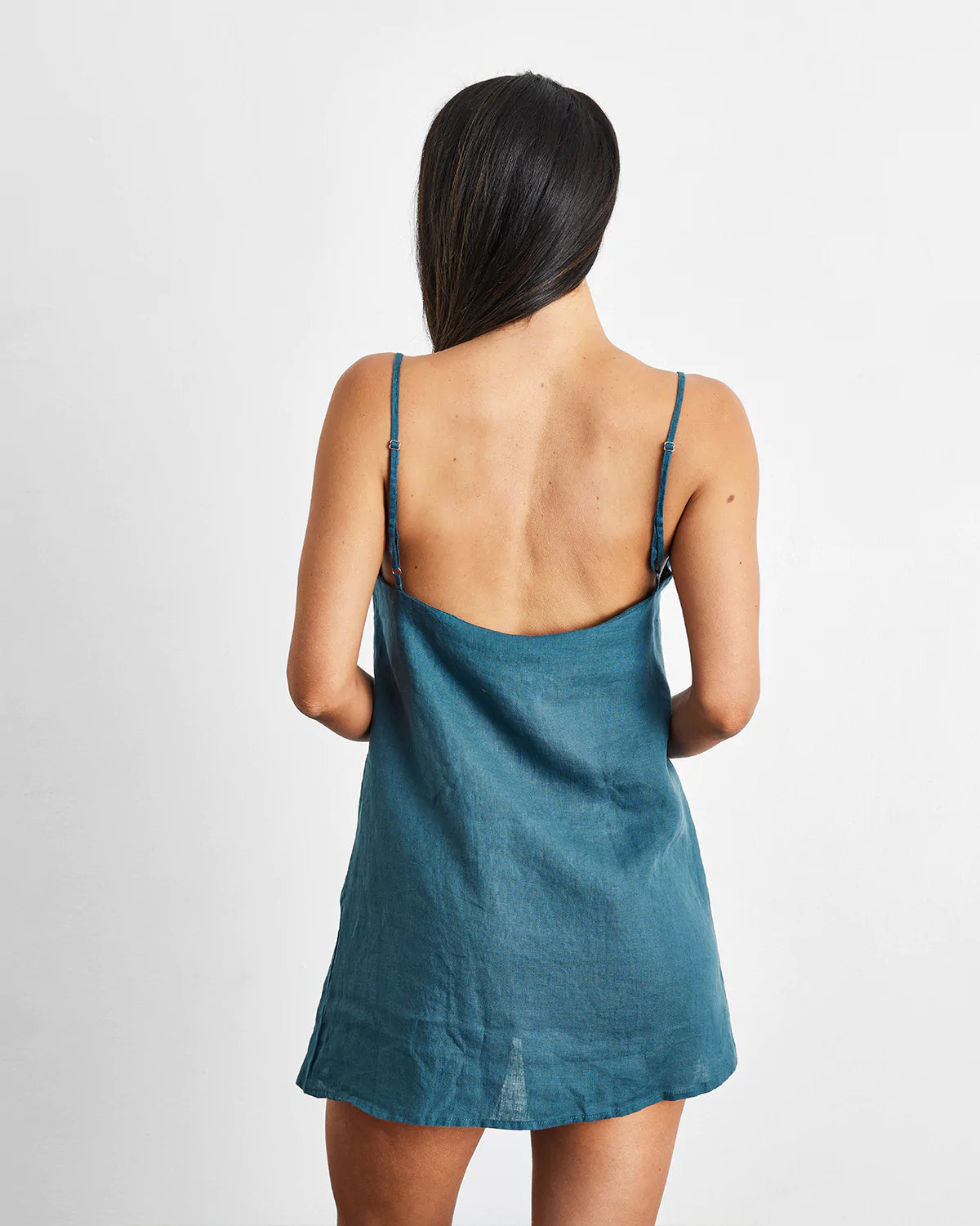Petrol 100% French Flax Linen Slip - Image 4