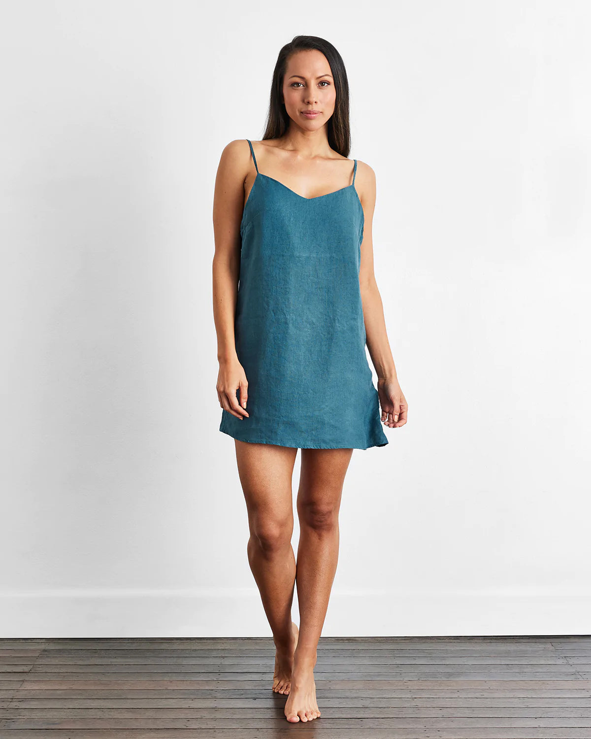 Petrol 100% French Flax Linen Slip - Image 2