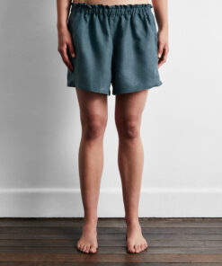 Petrol 100% French Flax Linen Shorts