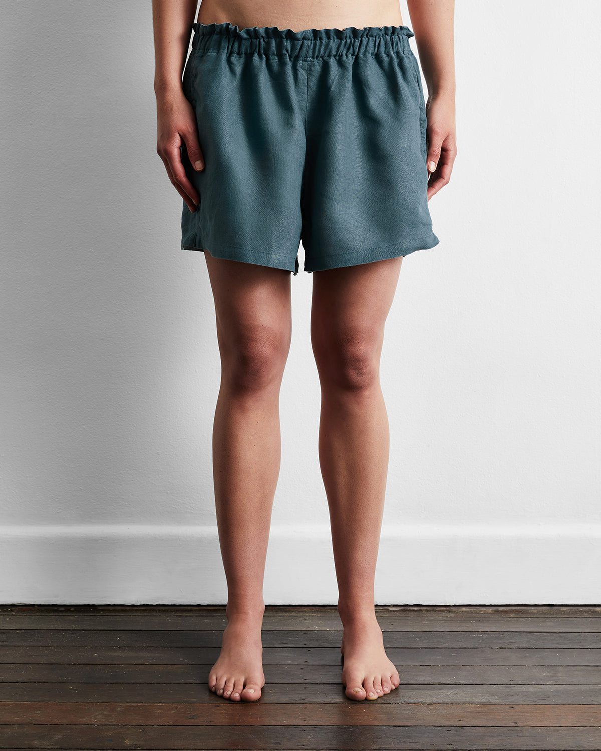 Petrol 100% French Flax Linen Shorts