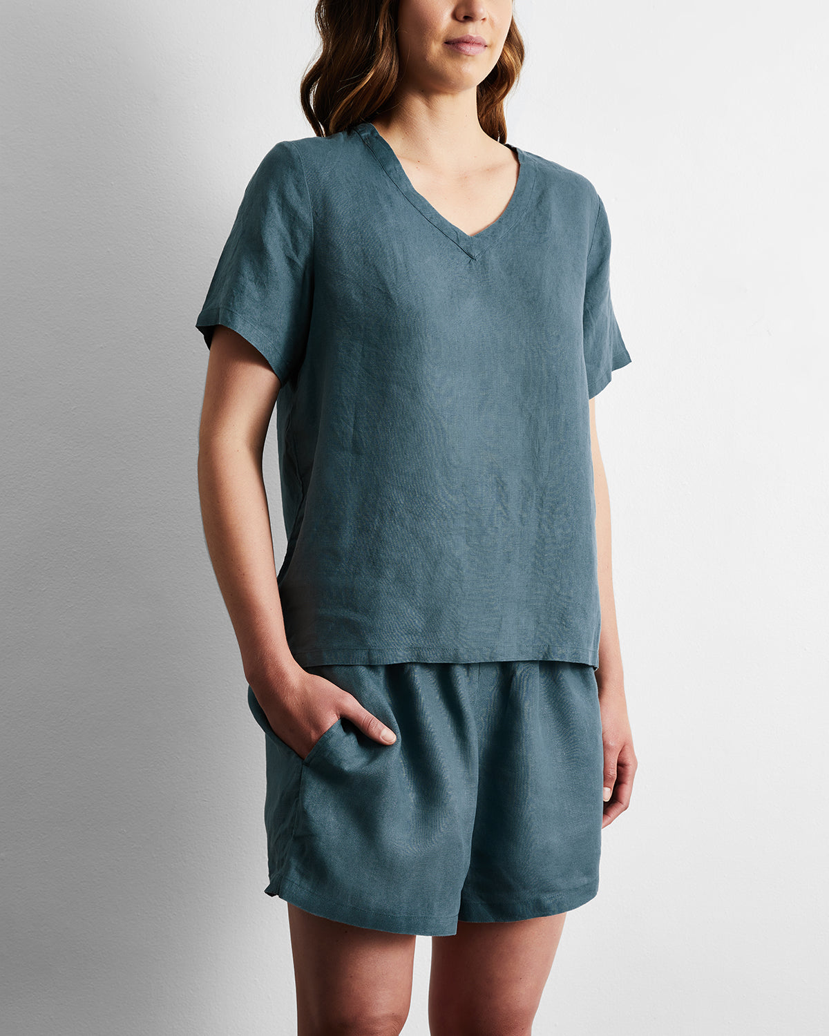 Petrol 100% French Flax Linen Shorts - Image 4