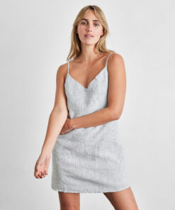 Pinstripe 100% French Flax Linen Slip