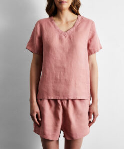 Pink Clay 100% French Flax Linen T-Shirt