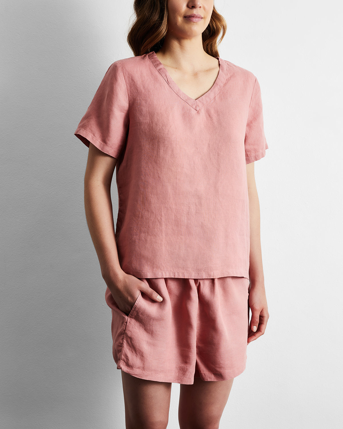 Pink Clay 100% French Flax Linen T-Shirt - Image 2