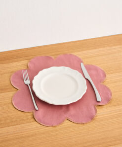 Pink Clay & Hazelnut 100% French Flax Linen Petal Placemats (Set of Four)