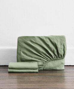 Pistachio 100% French Flax Linen Fitted Sheet Set