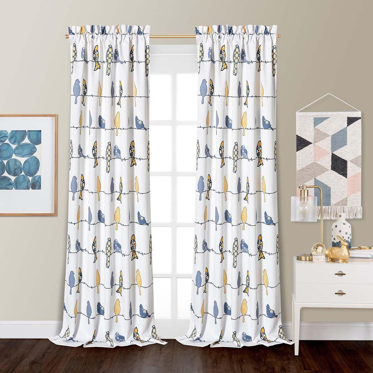Room Darkening Birds Curtain Panel Pairs (Set of 2) - Image 3