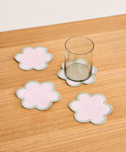 Rosewater & Sage 100% French Flax Linen Petal Coasters (Set of Four)