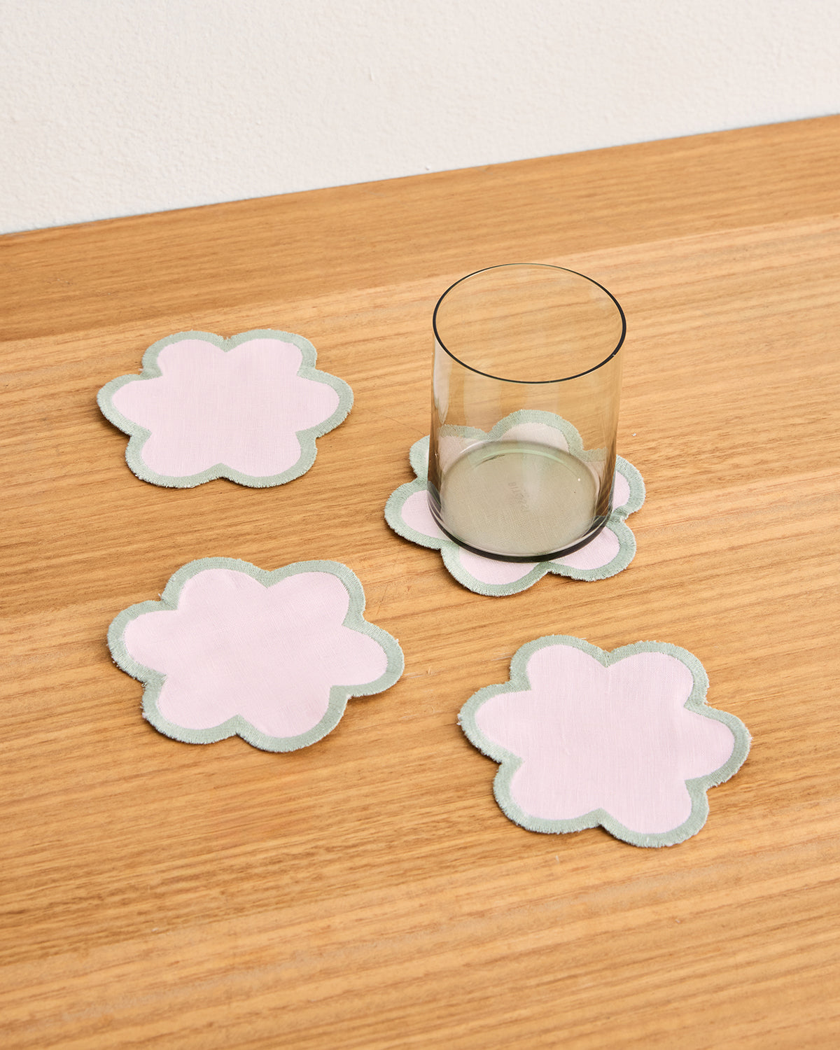 Rosewater & Sage 100% French Flax Linen Petal Coasters (Set of Four)