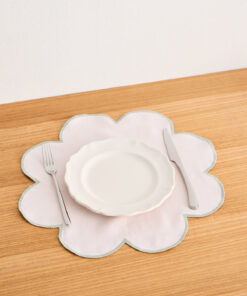 Rosewater & Sage 100% French Flax Linen Petal Placemats (Set of Four)