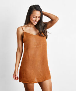 Rust 100% French Flax Linen Slip