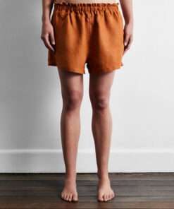 Rust 100% French Flax Linen Shorts