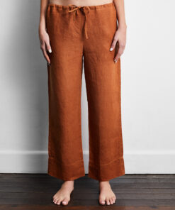 Rust 100% French Flax Linen Pants