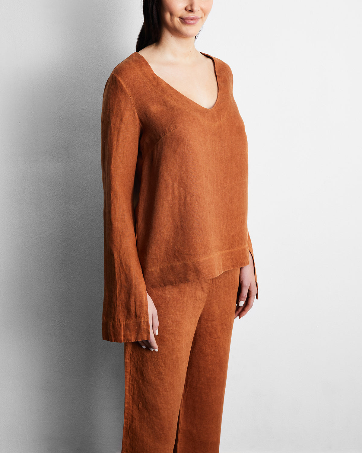 Rust 100% French Flax Linen Top - Image 2