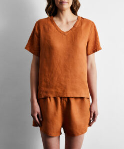 Rust 100% French Flax Linen T-Shirt