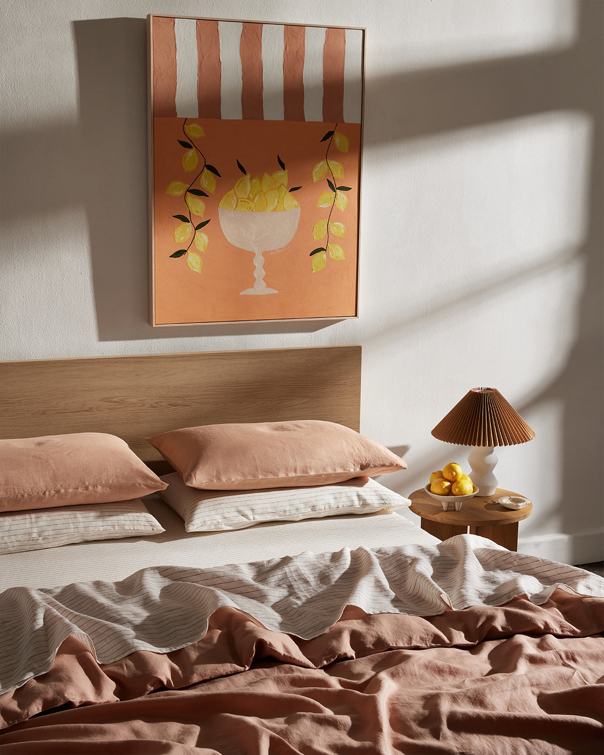 Rust Stripe 100% French Flax Linen Fitted Sheet - Image 4