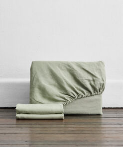 Sage 100% French Flax Linen Fitted Sheet Set