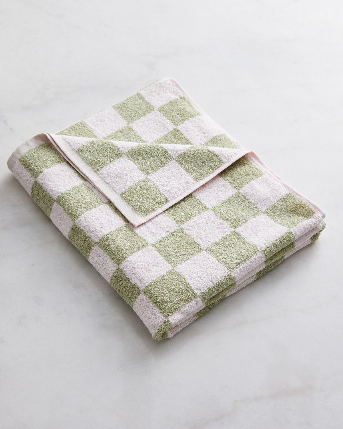 Rosewater & Sage Check 100% French Flax Linen Terry Bath Towel - Image 3