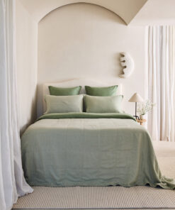 Sage & Pistachio 100% French Flax Linen Quilt Bedding Bundle