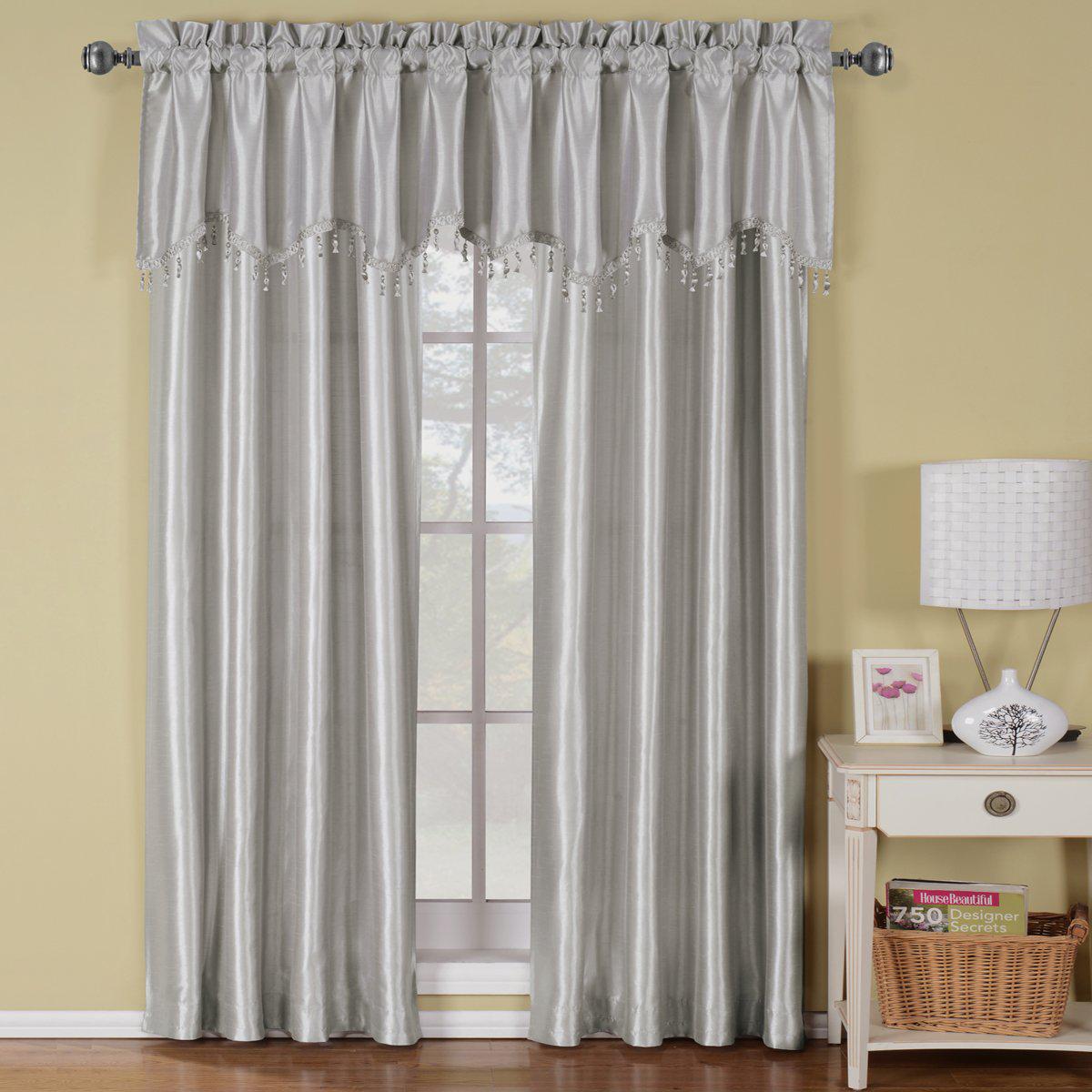 Soho Faux Silk Rod Pocket Curtain Panels- Matching Valance (Single) - Image 2